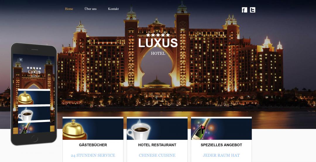 Create a responsive hotel website, design pattern 3
