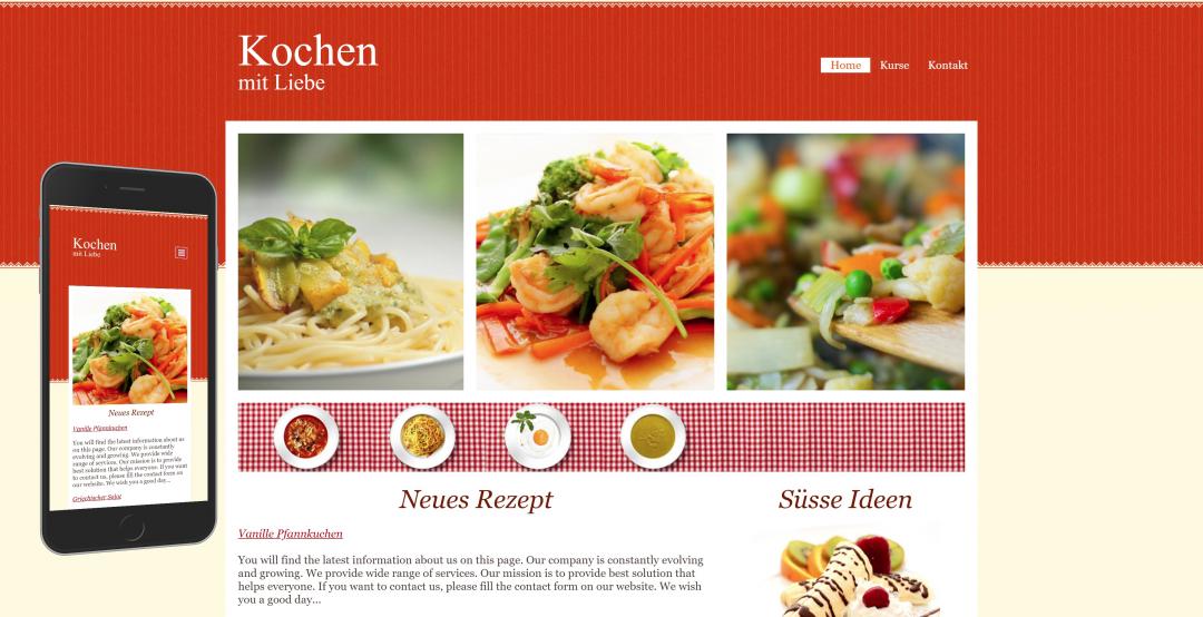 Create a responsive food website, design pattern 1