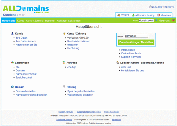 alldomains.hosting Kundencenter