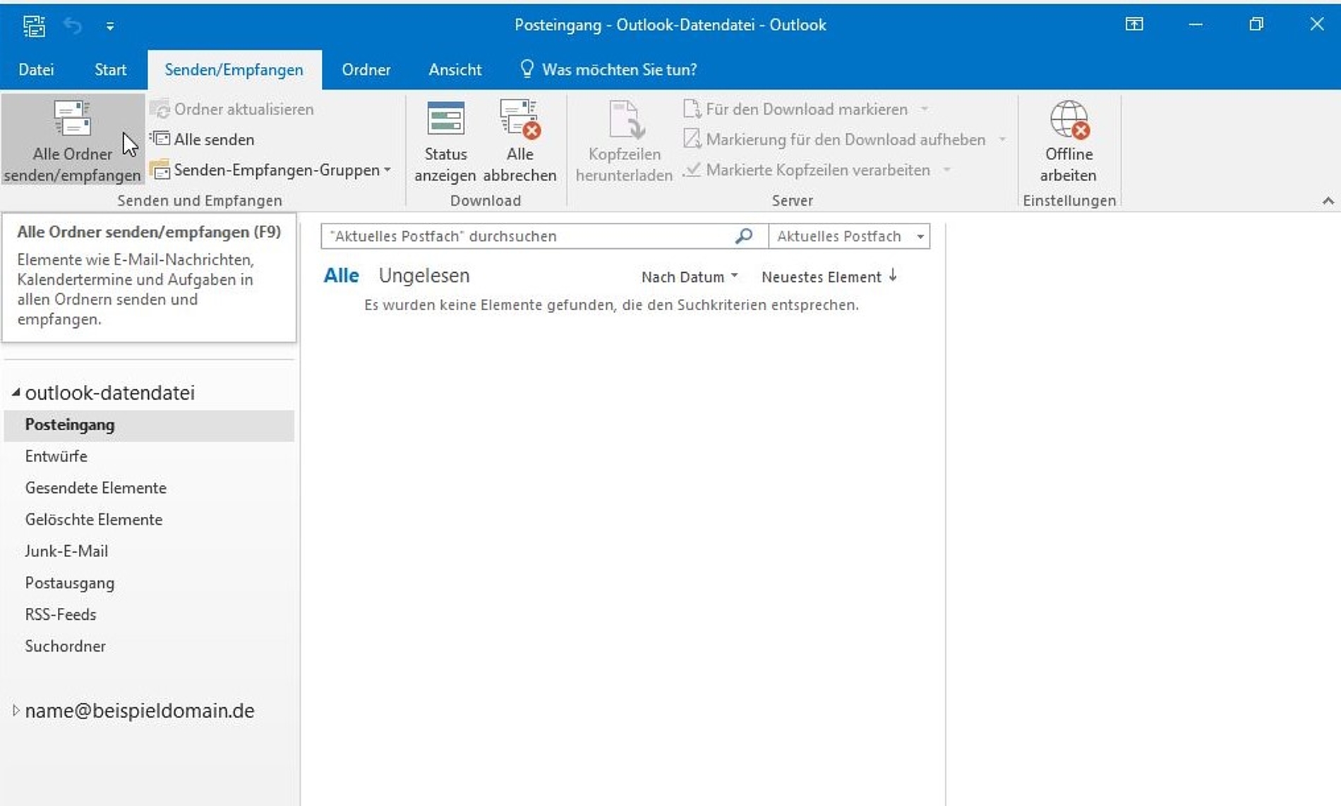 outlook imap alle mails