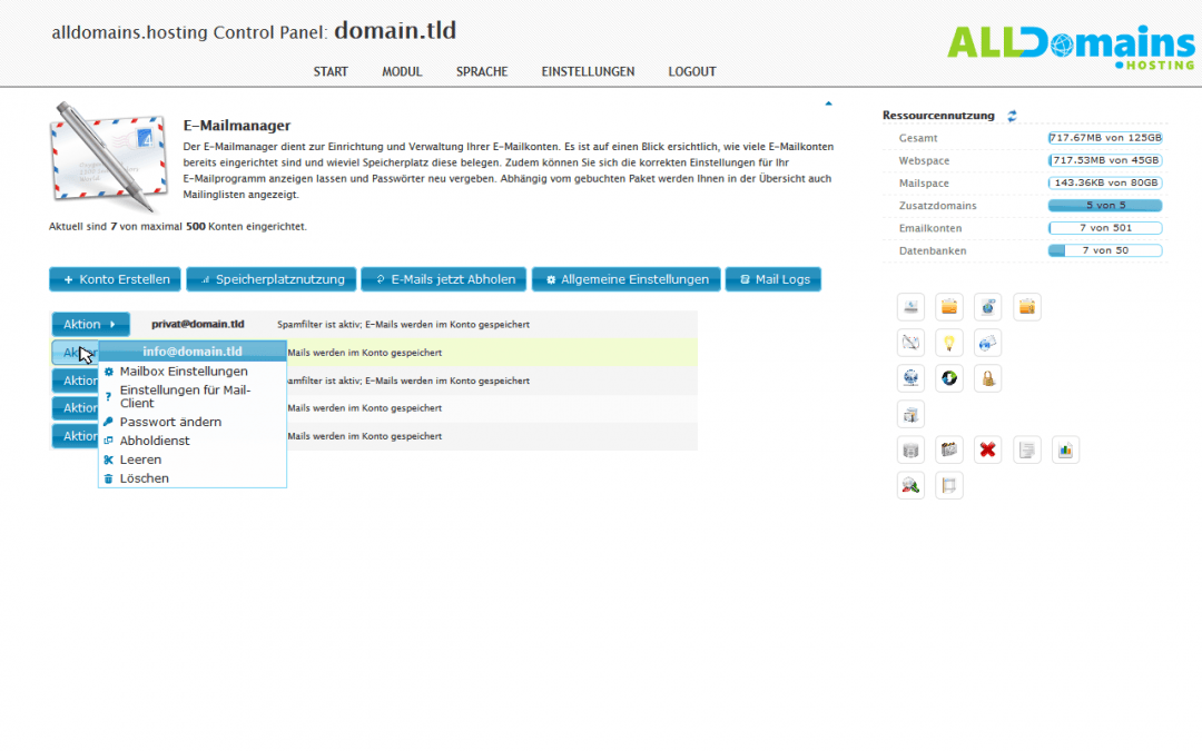 alldomains.hosting E-Mailmanager