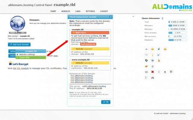 Check the DNS entries