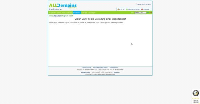 Domain/E-Mail Weiterleitung - Bestätigung