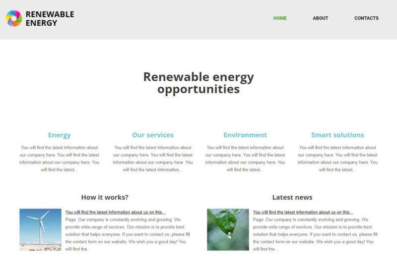 Mit dem alldomains.hosting Homepage Baukasten Ihre eigene Energie Website erstellen. Website Template 4