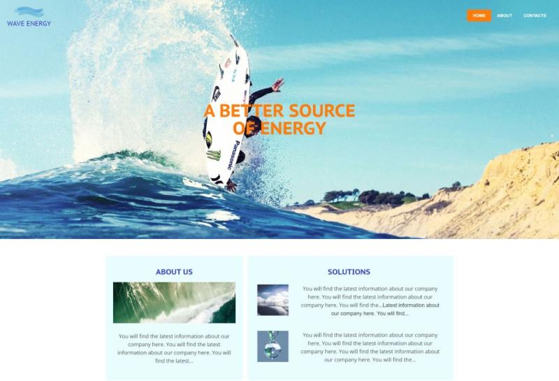 Mit dem alldomains.hosting Homepage Baukasten Ihre eigene Energie Website erstellen. Website Template 5