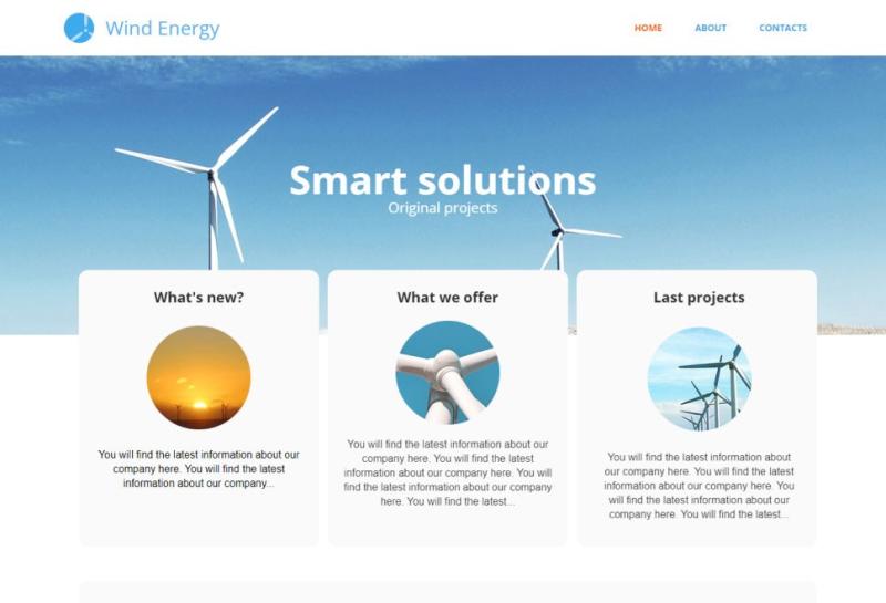 Mit dem alldomains.hosting Homepage Baukasten Ihre eigene Energie Website kostenlos erstellen. Website Template 6