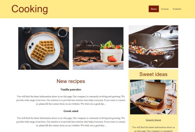 Mit dem alldomains.hosting Homepage Baukasten Ihre eigene Nahrungs Website erstellen. Website Template 2