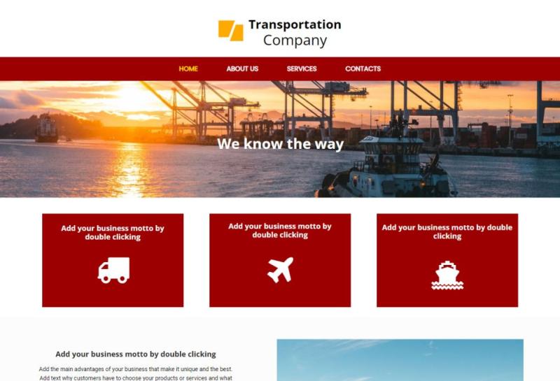 Mit dem alldomains.hosting Homepage Baukasten Ihre Transport Website erstellen. Website Template 4