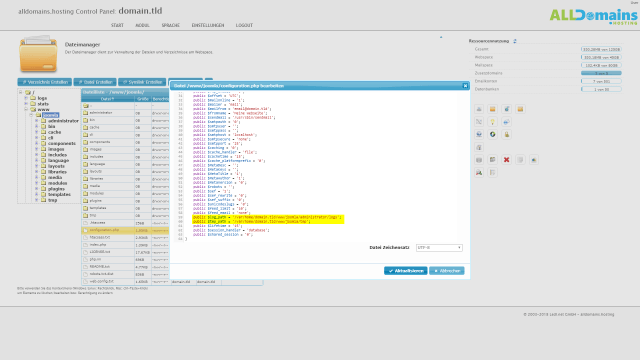 Pfadanpassung in der configuration.php